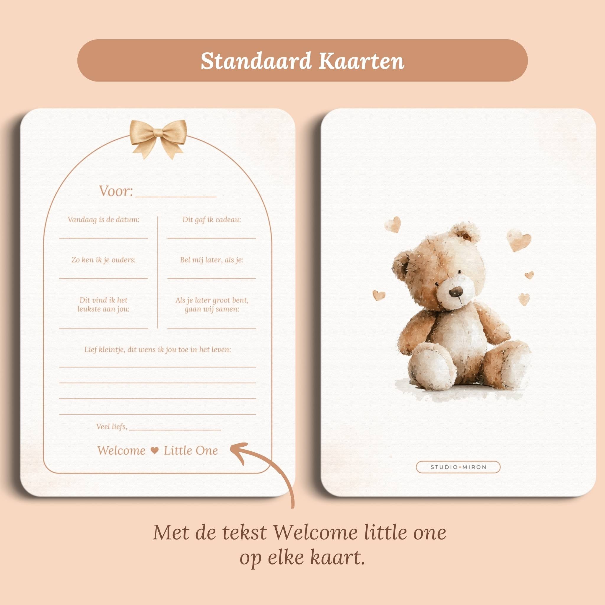 Kraamkaarten voor de baby boho beige standaard voor en achter Studio Miron