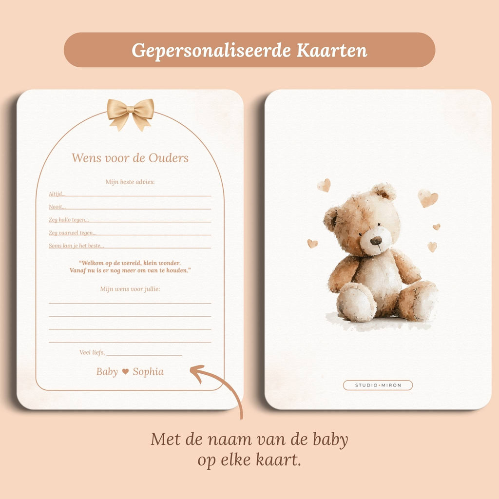 Kraamkaarten - Wens voor de Ouders | Boho Beige met Beertje