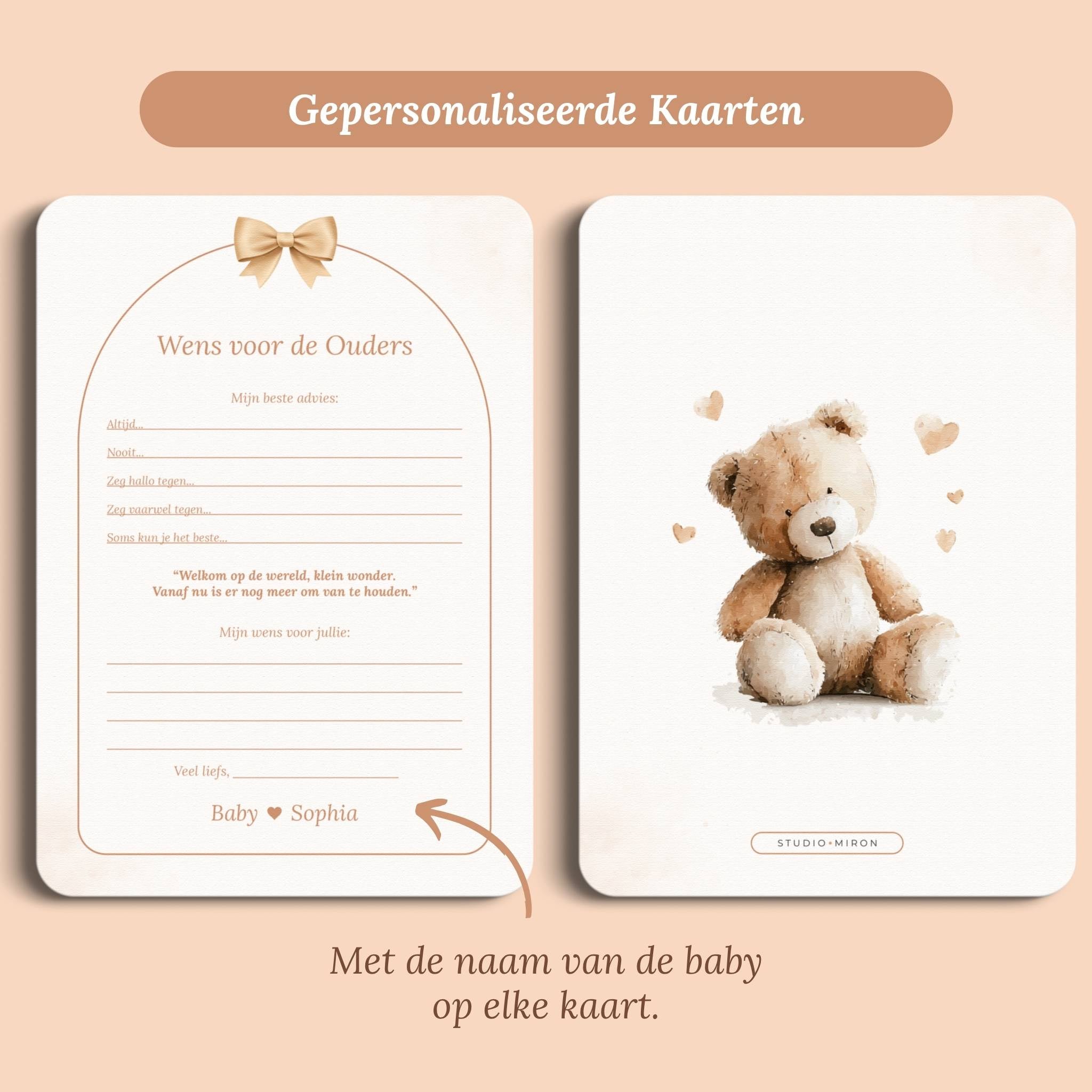 Kraamkaarten - Wens voor de Ouders | Boho Beige met Beertje