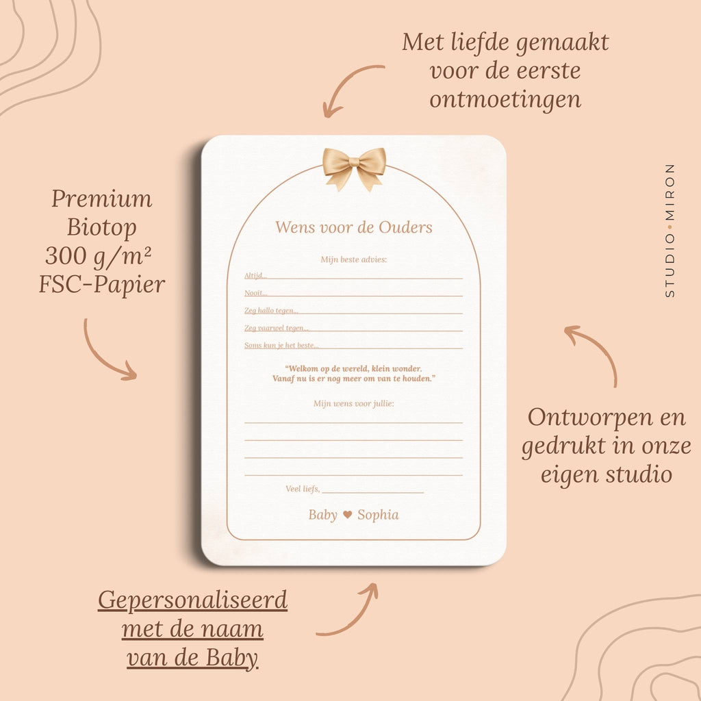 Kraamkaarten - Wens voor de Ouders | Boho Beige met Beertje