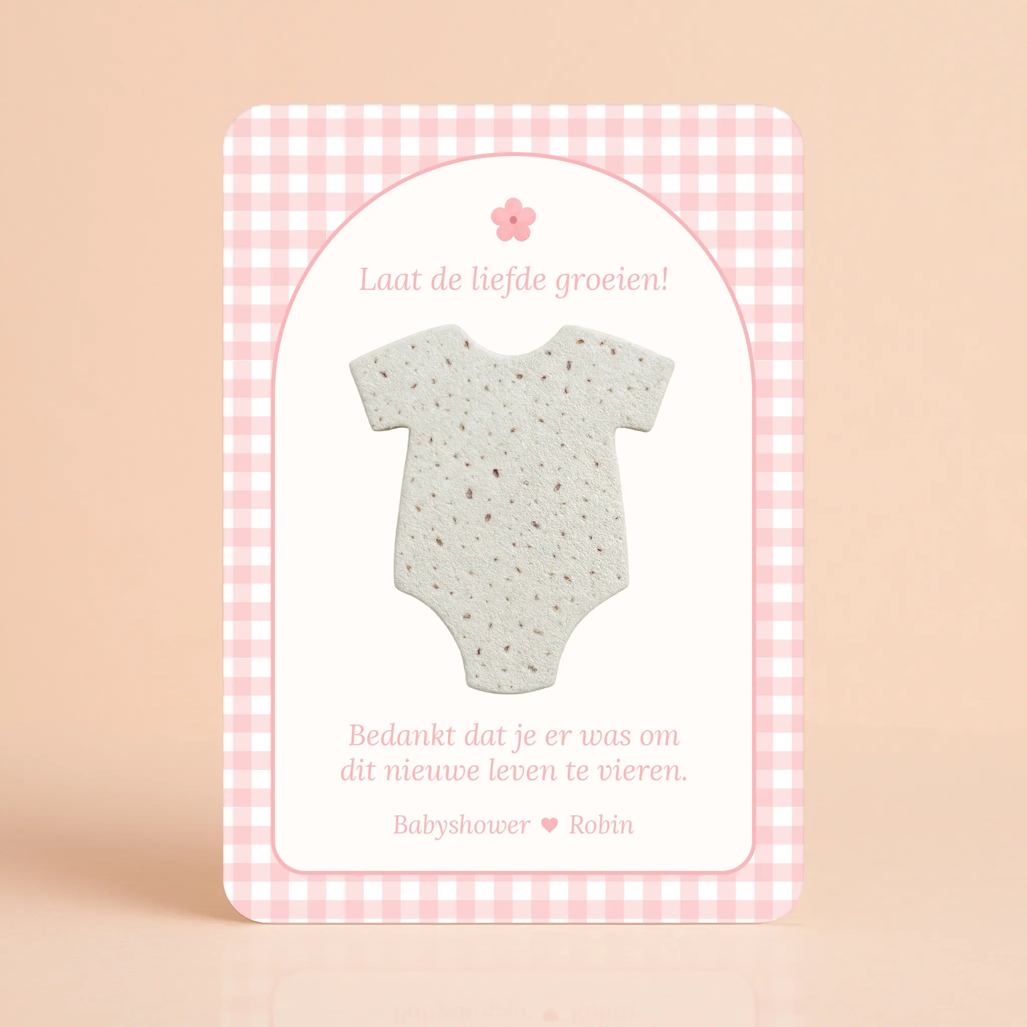 Zaadpapier Rompertje Cadeau | Gingham Roze
