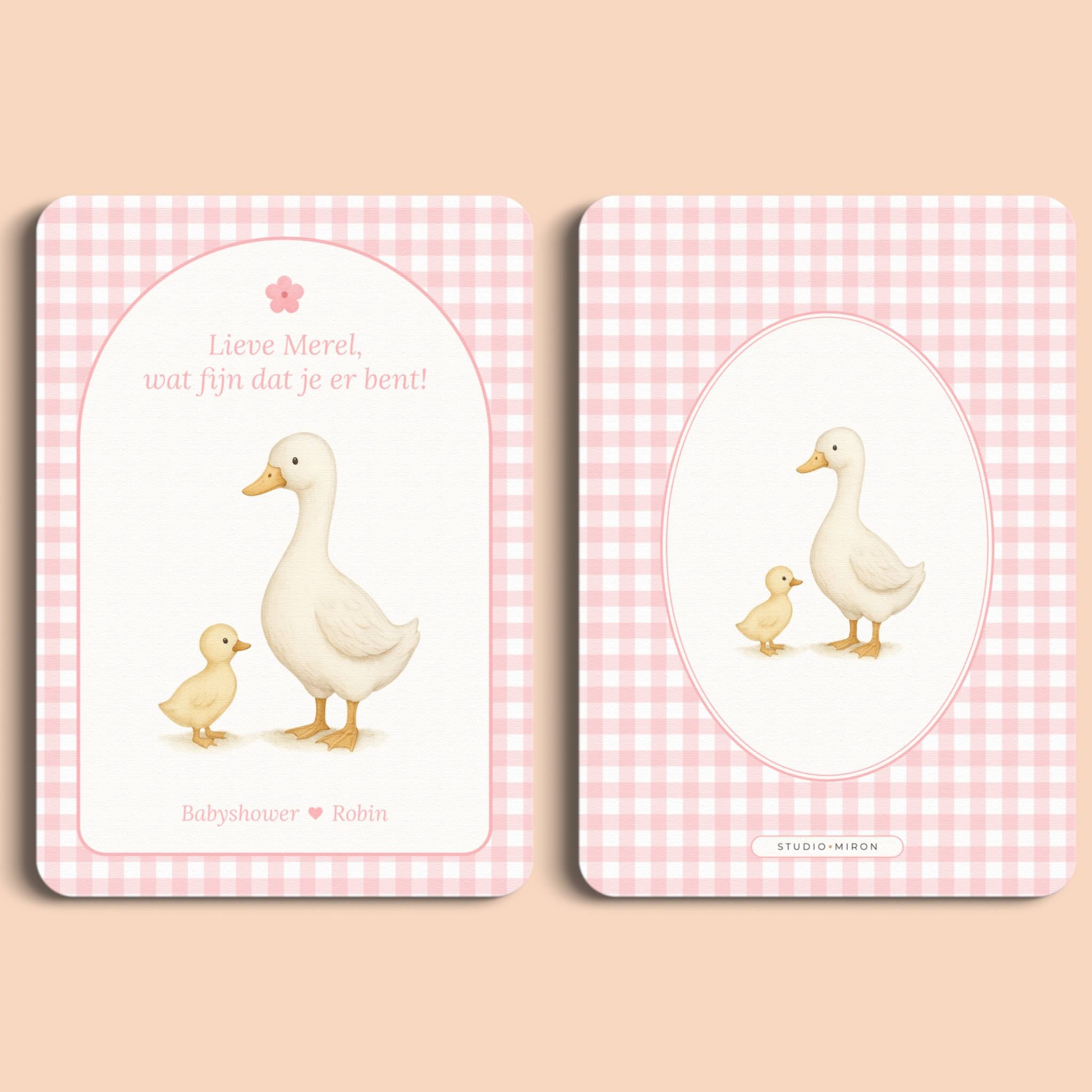 Mini Welkomstbord A6 - Naamkaart | Gingham Roze