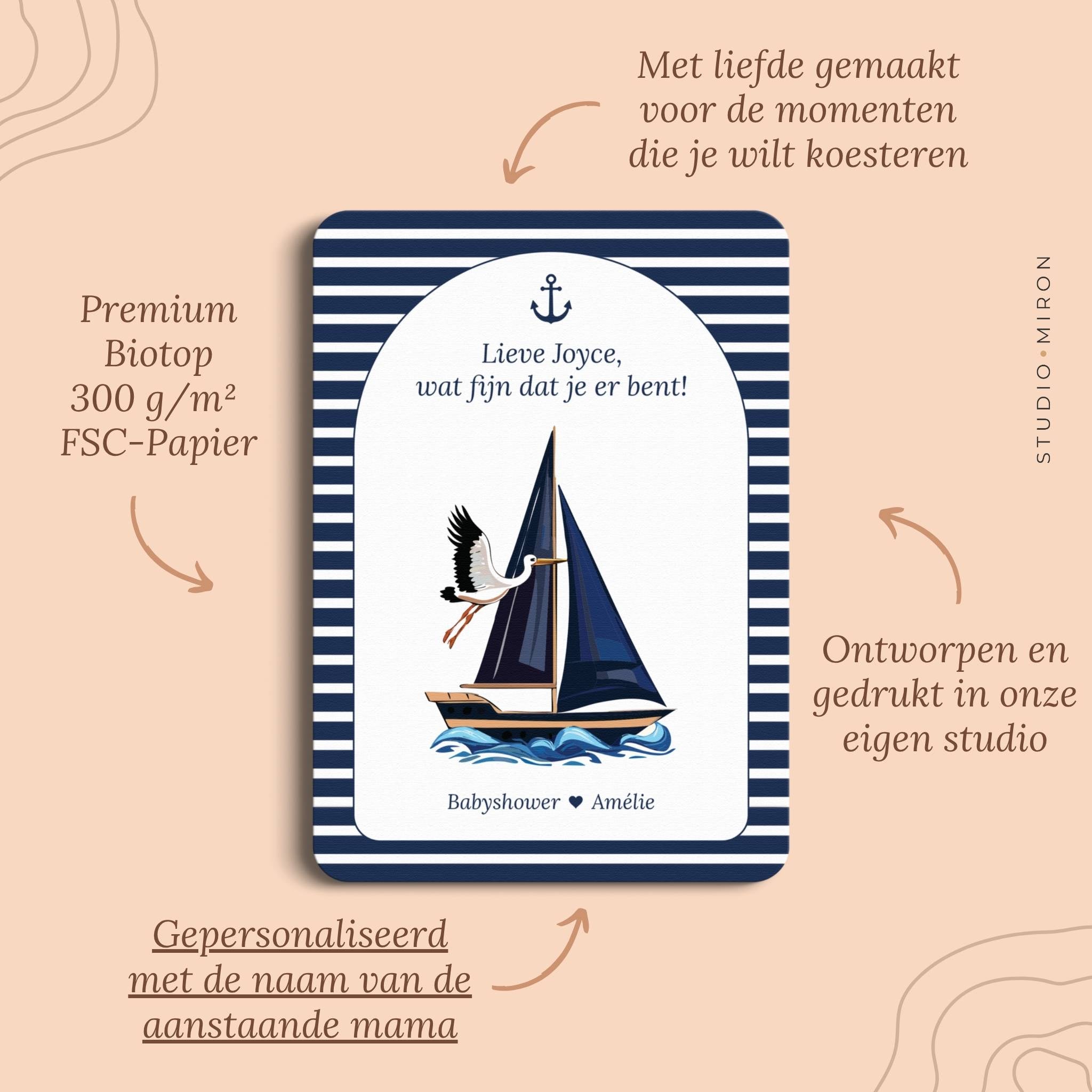 Mini Welkomstbord A6 - Naamkaart | Navy Blue