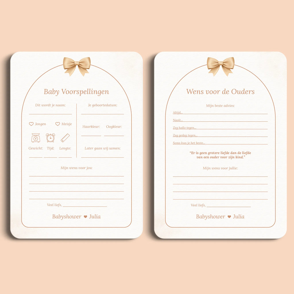 Babyshower Invulkaarten Pakket | Boho Strik