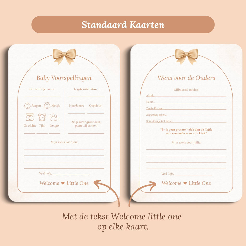 Babyshower invulkaarten set boho beige beertje standaard voor en achter Studio Miron