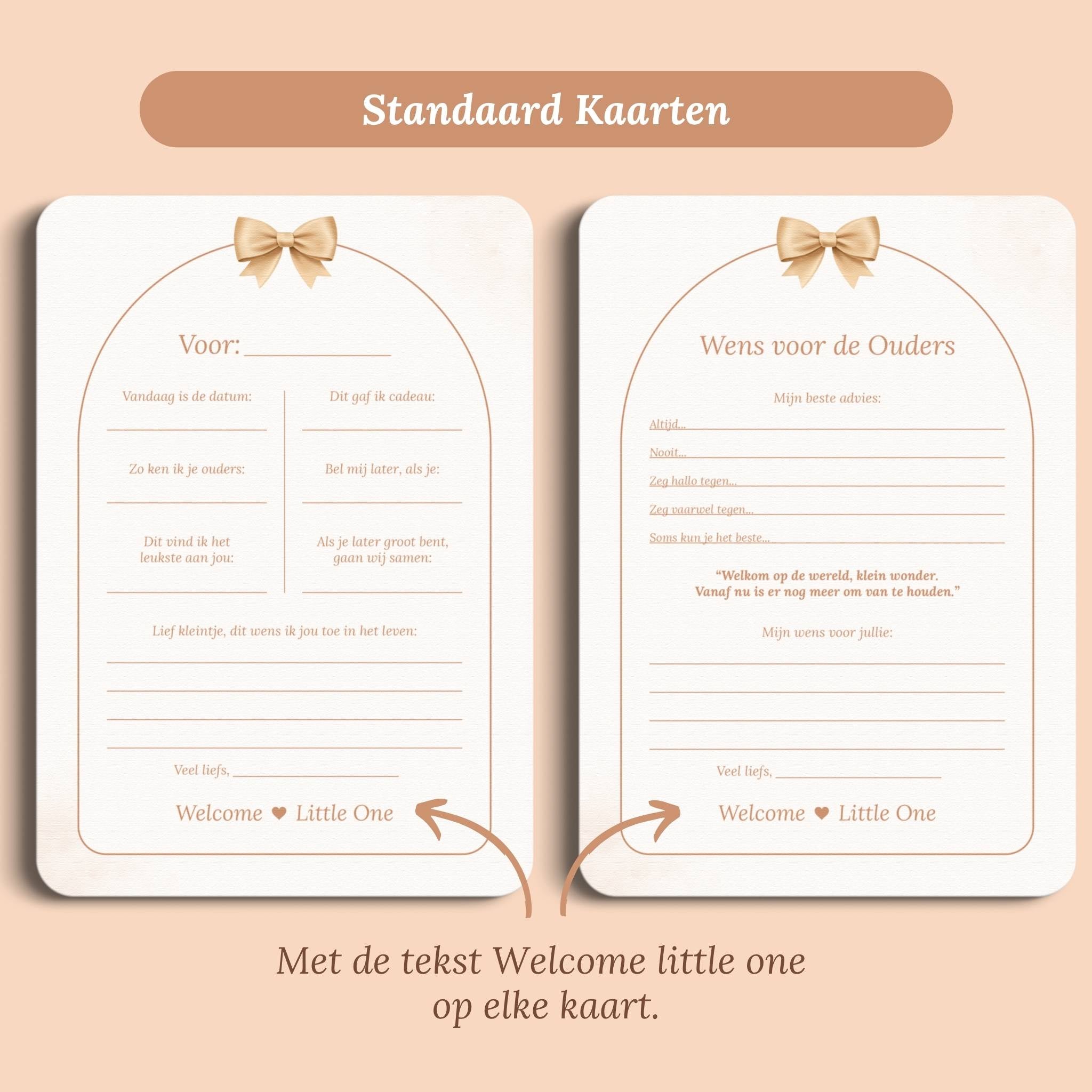 Babyshower invulkaarten set boho zand standaard voor en achter Studio Miron