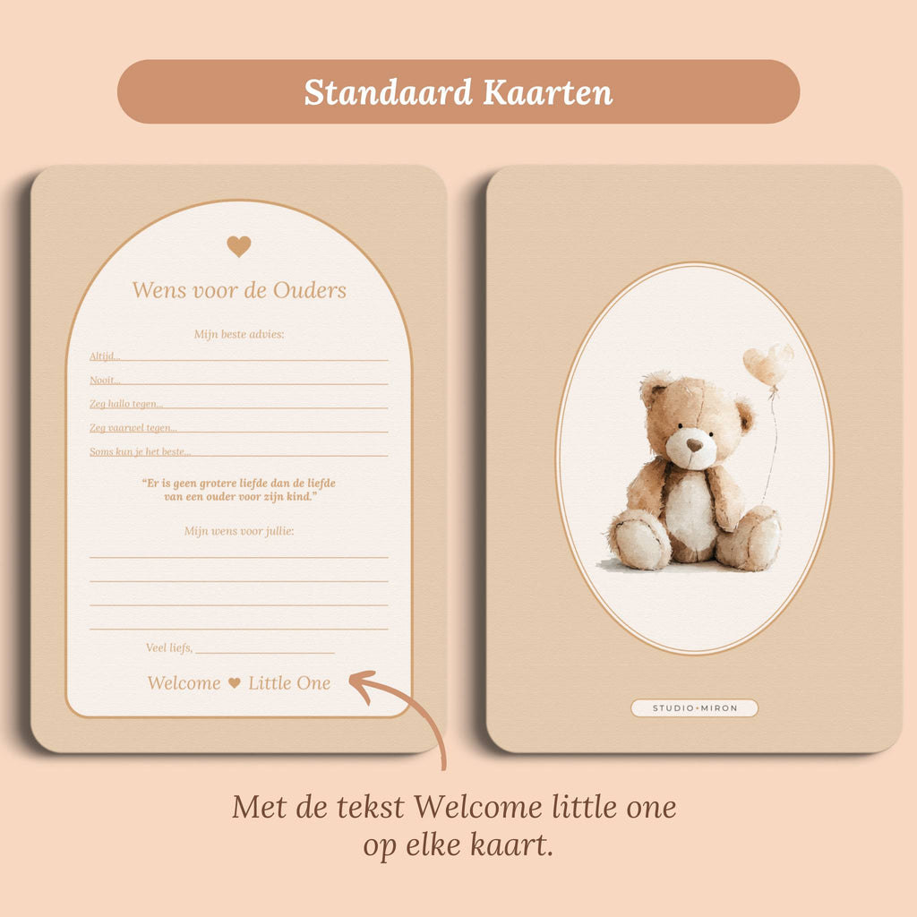 Babyshower invulkaarten wens voor de ouders boho zand standaard voor en achter Studio Miron
