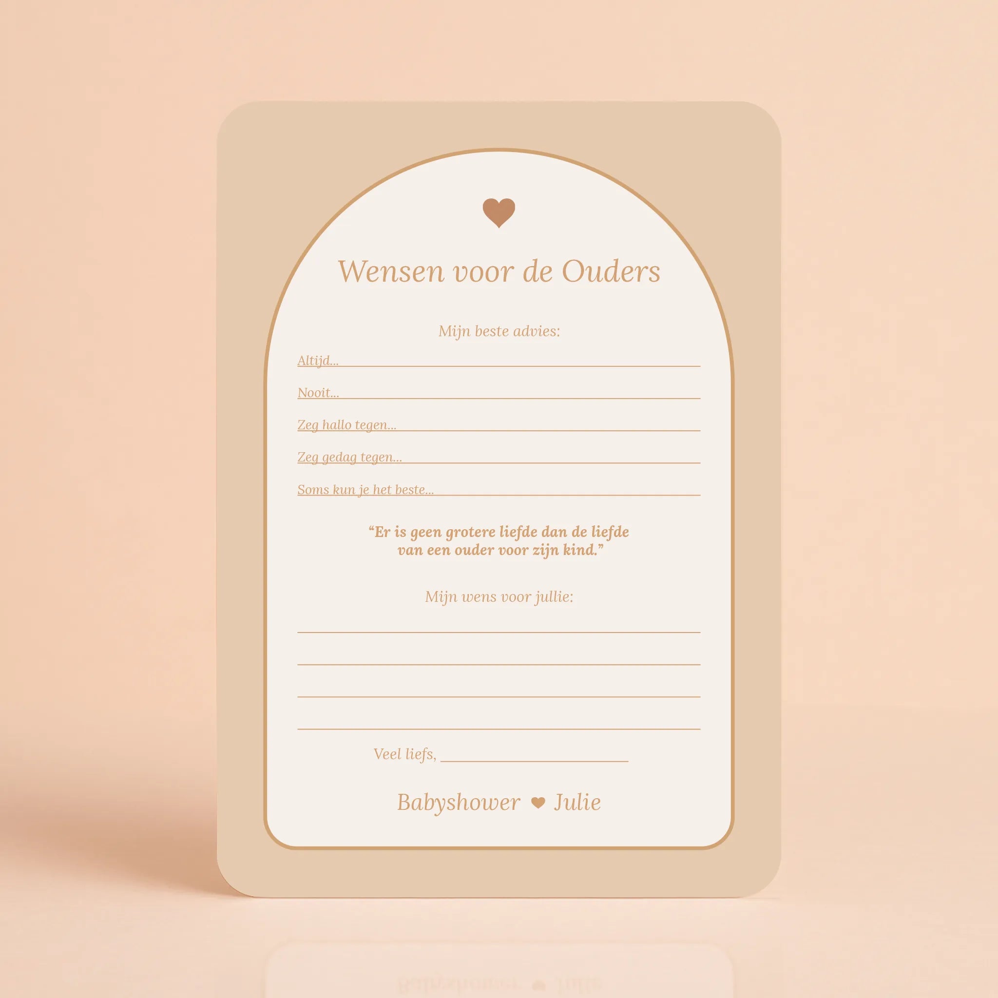 Babyshower invulkaart Wensen voor de Ouders in Boho Hartje stijl, gepersonaliseerd – Studio Miron