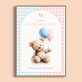 Babyshower poster welkomstposter gingham roze blauw gepersonaliseerd Studio Miron
