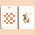 Babyshower spelletjes baby bingo boho beige beertje voor en achter Studio Miron