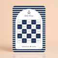 Babyshower spelkaart Baby Bingo in Navy Blue stijl, gepersonaliseerd met naam – Studio Miron