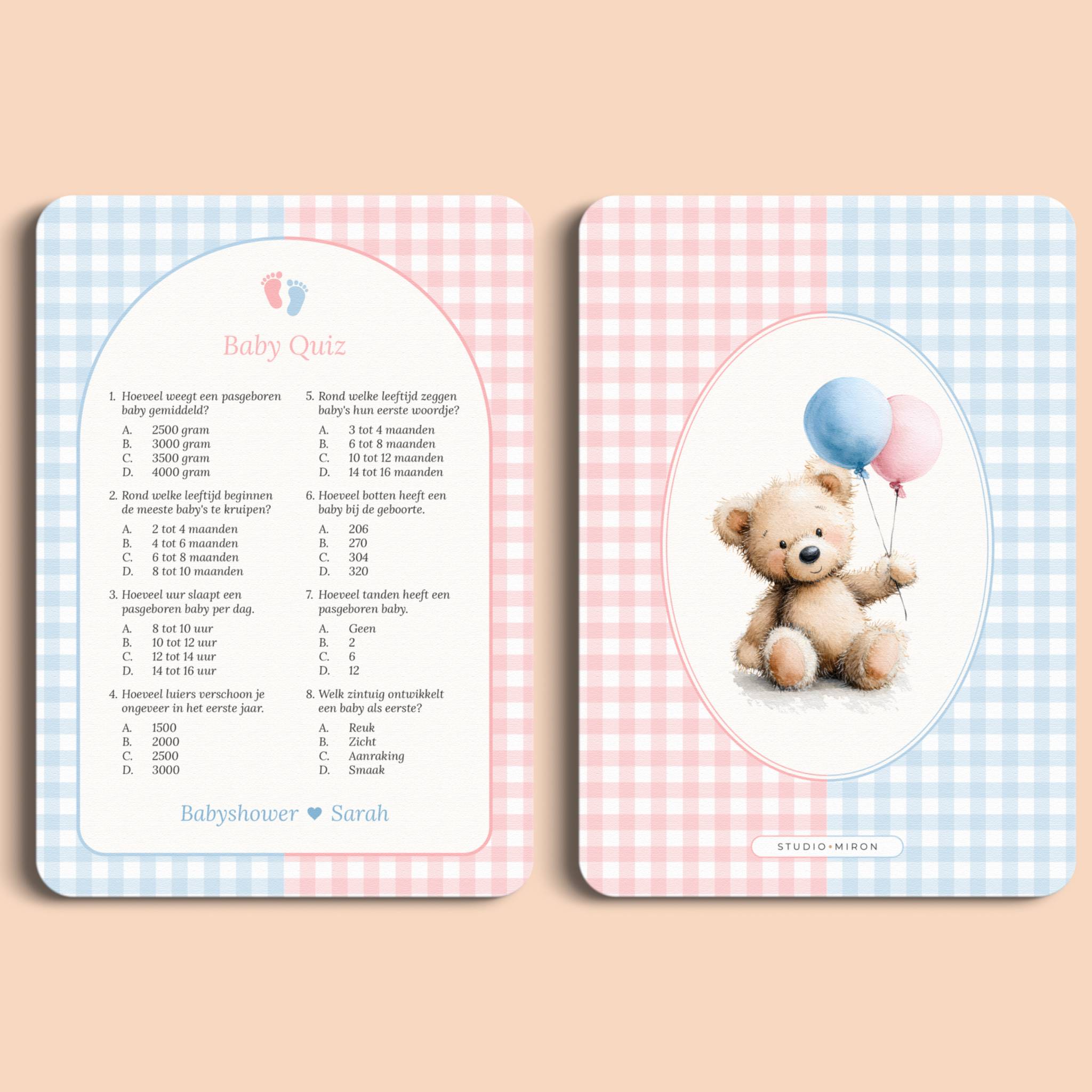 Baby Quiz | Gingham Roze-Blauw