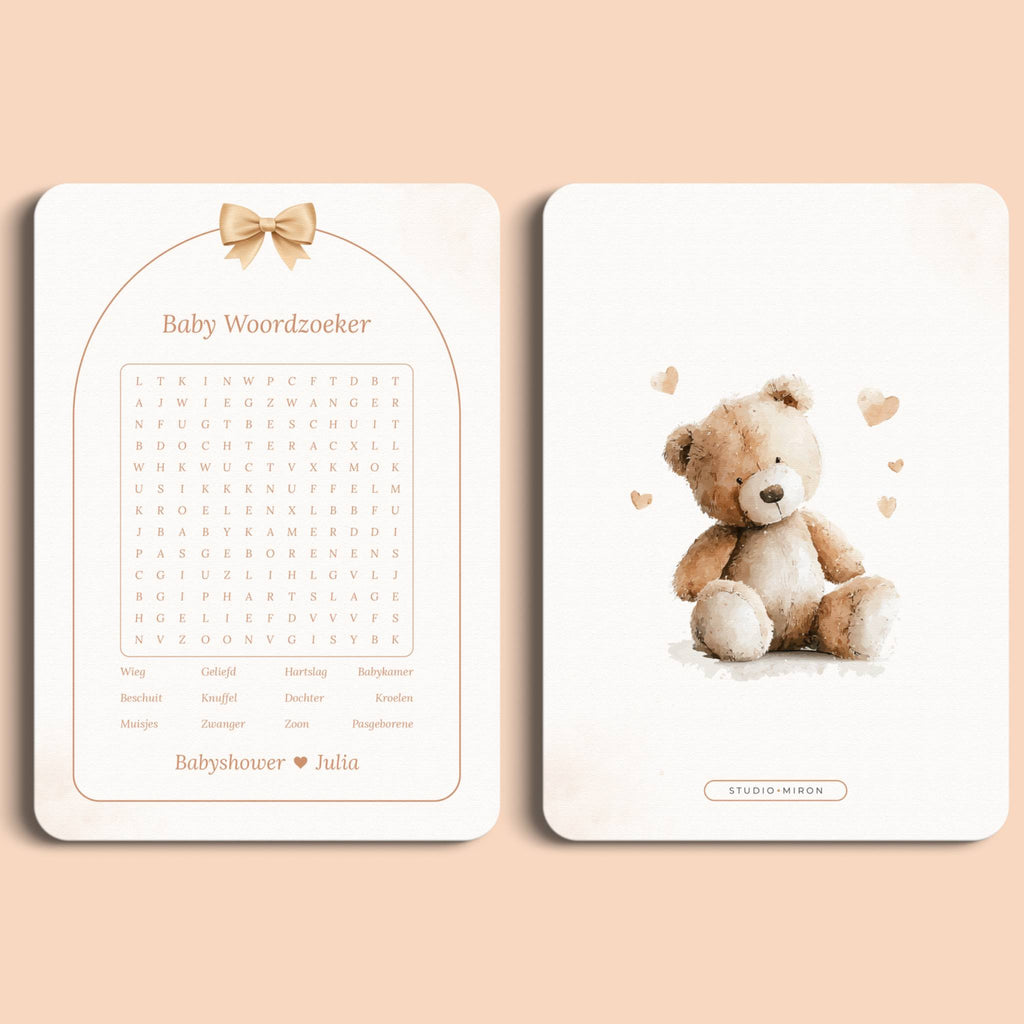 Baby Woordzoeker | Boho Beige met Beertje