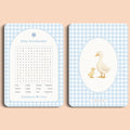 Babyshower spelletjes baby woordzoeker gingham blauw voor en achter Studio Miron