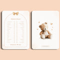 Babyshower spelletjes mamas keuze boho beige beertje voor en achter Studio Miron