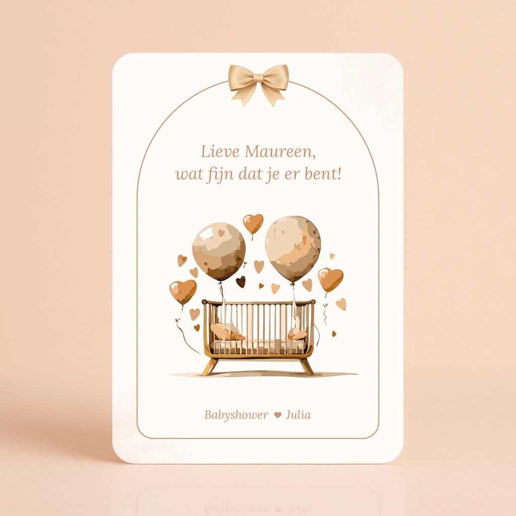 Babyshower welkomstbord Boho Strik – gepersonaliseerde naamkaart voor gasten, gedrukt op stevig papier, Studio Miron