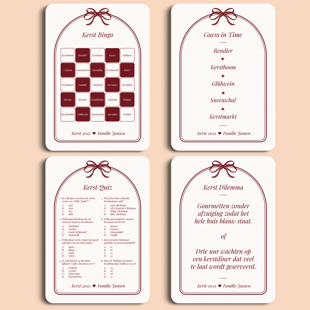 Kerst Spellenpakket  | Klassiek Strik Bordeaux